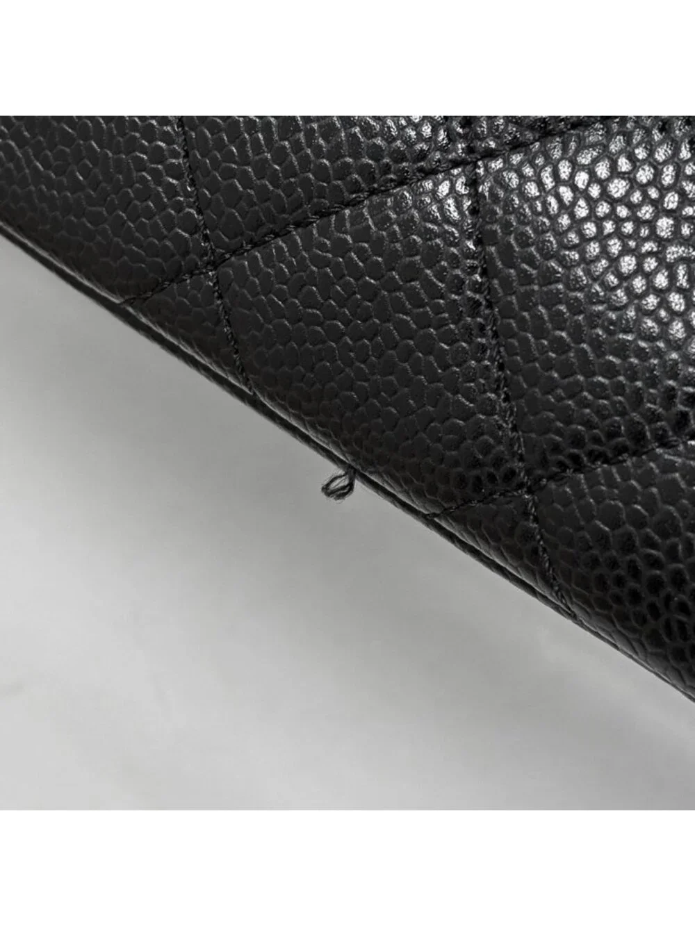 Chanel CC Logo Chain Tote Quilted Caviar Leather Black